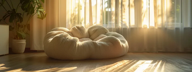 a cozy, oversized bubble cloud sofa nestled in a sunlit room, beckoning with its plush, inviting aura.